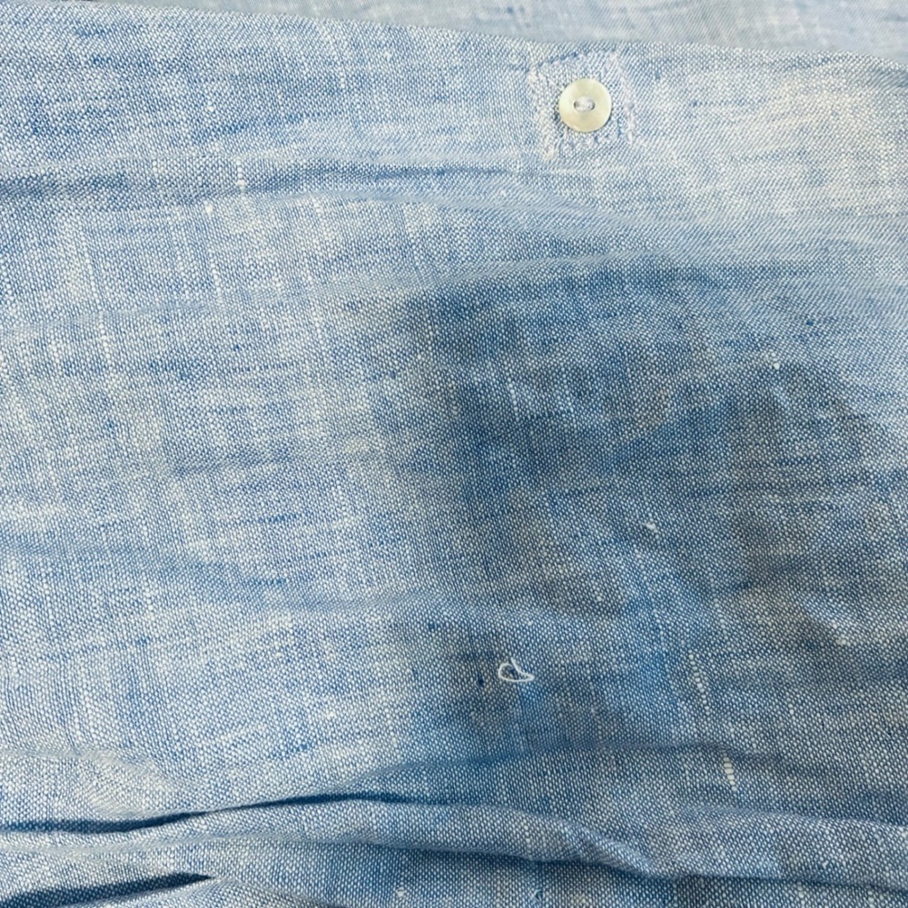 Tahari 100% Linen Long Sleeve Button Up Blue Top NO SIZE TAG SEE MEASUREMENTS - Picture 7 of 8
